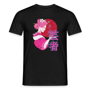Japon Geisha des années 80 Retro Vaporwave - T-shirt homme - noir - Devant - AI Model Male 178 light (178cm)