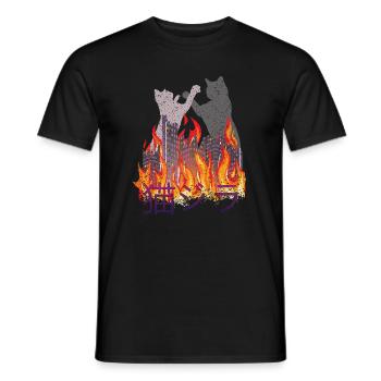 Cat Rétro Esthétique Drôle Catzilla - T-shirt homme - noir - Devant - AI Model Male 178 light (178cm)