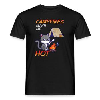 Cute Cat Funny Camping Saying - Men's T-Shirt - black - Front - AI Model Male 178 light (178cm)