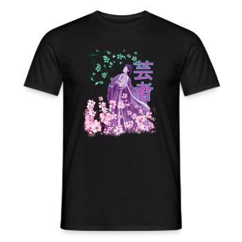 Retro Japan Geisha 80s Vaporwave - Men's T-Shirt - black - Front - AI Model Male 178 light (178cm)