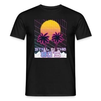 Retro Synthwave 80s Vintage Streetwear - Men's T-Shirt - black - Front - AI Model Male 178 light (178cm)