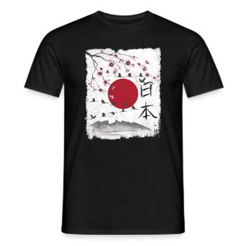 Japan aesthetic landscape japanese art - Men's T-Shirt - black - Front - AI Model Male 178 light (178cm)