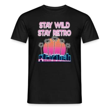 Retro 80s Vintage Vaporwave Streetwear - Men's T-Shirt - black - Front - AI Model Male 178 light (178cm)