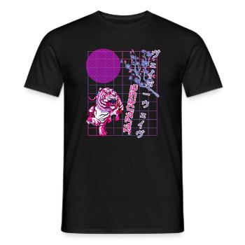 Japan Vaporwave 80's Retro Aesthetic Vintage - Men's T-Shirt - black - Front - AI Model Male 178 light (178cm)