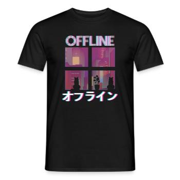 80's Retro Vaporwave Aesthetic Offline - Men's T-Shirt - black - Front - AI Model Male 178 light (178cm)