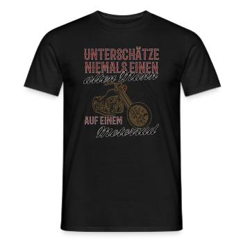 Lustiger Motorrad Spruch alter Mann Vintage - Männer T-Shirt - Schwarz - Vorne - AI Model Male 178 light (178cm)