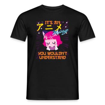 Anime funny saying it's an anime thing - Men's T-Shirt - black - Front - AI Model Male 178 light (178cm)