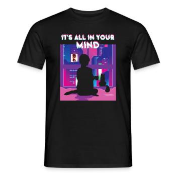 80's Retro Vaporwave Girl Aesthetic - Men's T-Shirt - black - Front - AI Model Male 178 light (178cm)