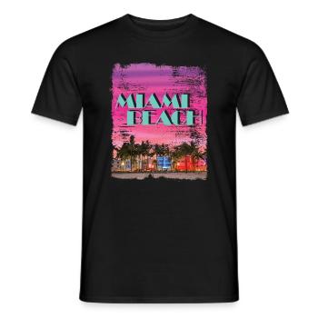 Miami Beach 80 ' s rétro Vaporwave - T-shirt homme - noir - Devant - AI Model Male 178 light (178cm)