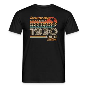 Idée de cadeau Vintage d’anniversaire février 1930 - T-shirt homme - noir - Devant - AI Model Male 178 light (178cm)