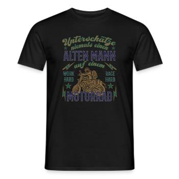 Lustiger Motorrad Spruch Alter Mann Vintage - Männer T-Shirt - Schwarz - Vorne - AI Model Male 178 light (178cm)