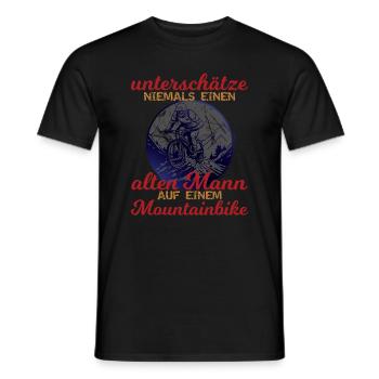 Lustiger Fahrrad Spruch alter Mann Mountainbike - Männer T-Shirt - Schwarz - Vorne - AI Model Male 178 light (178cm)