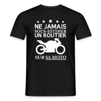 Routier motard cadeau drôle moto chauffeur - T-shirt homme - noir - Devant - AI Model Male 178 light (178cm)