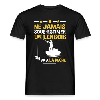 Lensois cadeau drôle pêcheur Lens ville - T-shirt homme - noir - Devant - AI Model Male 178 light (178cm)