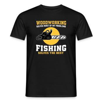 Woodworking And Fishing - Men's T-Shirt - black - Front - AI Model Male 178 light (178cm)