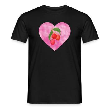 Litschi Herz - Männer T-Shirt - Schwarz - Vorne - AI Model Male 178 light (178cm)