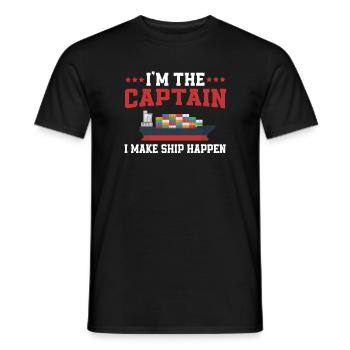 Container Ship Captain Shirt - Men's T-Shirt - black - Front - AI Model Male 178 light (178cm)