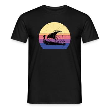 Viking Ship - Men's T-Shirt - black - Front - AI Model Male 178 light (178cm)
