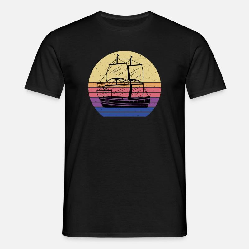 Piratenschiff - Männer T-Shirt - Schwarz