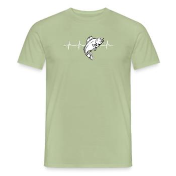 Walleye Fishing Heartbeat - Men's T-Shirt - sage - Front - AI Model Male 178 light (178cm)