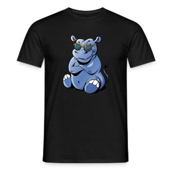 Hippo with sunglasses - Men's T-Shirt - black - Front - AI Model Male 178 light (178cm)