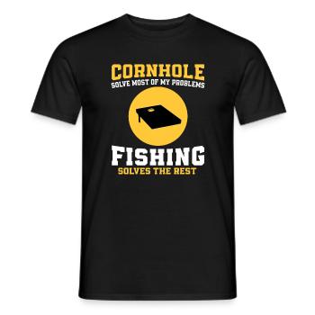 Fun Fishing And Cornhole - Men's T-Shirt - black - Front - AI Model Male 178 light (178cm)