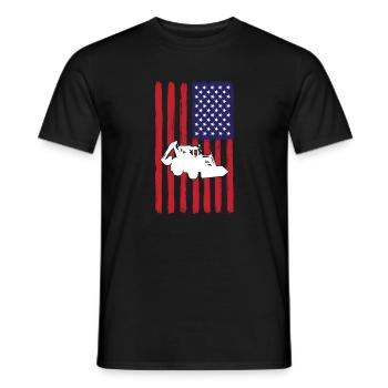 Backhoe loader USA flag - Men's T-Shirt - black - Front - AI Model Male 178 light (178cm)