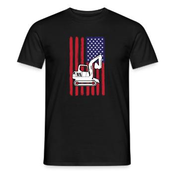 Minibagger Mit USA Fahne - Männer T-Shirt - Schwarz - Vorne - AI Model Male 178 light (178cm)