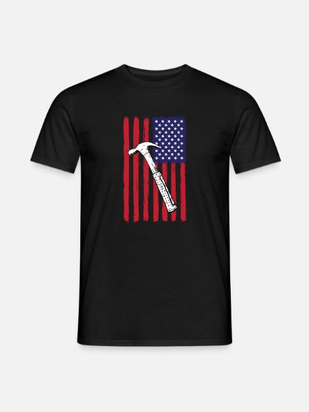 USA Flag Construction Workers - Men's T-Shirt - black