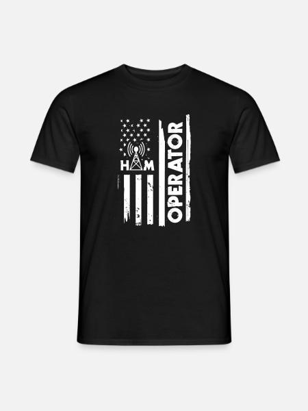 Amateurfunker Mit Usa-flagge - Männer T-Shirt - Schwarz