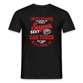 Conception amusante de tuner de voiture - T-shirt homme - noir - Devant - AI Model Male 178 light (178cm)