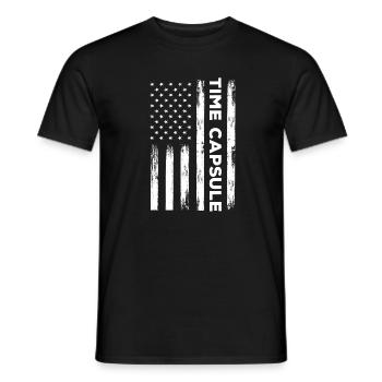 Time capsule with USA flag - Men's T-Shirt - black - Front - AI Model Male 178 light (178cm)