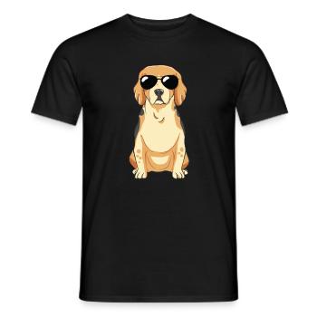 Beagle Welpe Mit Sonnebrille - Männer T-Shirt - Schwarz - Vorne - AI Model Male 178 light (178cm)
