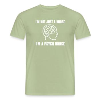 Fière infirmière psychiatrique - T-shirt homme - vert sauge - Devant - AI Model Male 178 light (178cm)