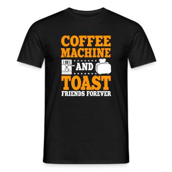 Coffee maker and toast friends forever - Men's T-Shirt - black - Front - AI Model Male 178 light (178cm)