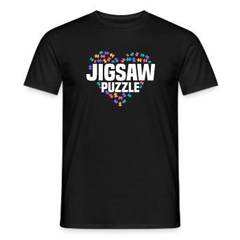 Cute Puzzle Heart Design for Puzzler - Men's T-Shirt - black - Front - AI Model Male 178 light (178cm)