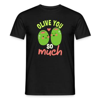 Olive you so much pair shirt - Men's T-Shirt - black - Front - AI Model Male 178 light (178cm)