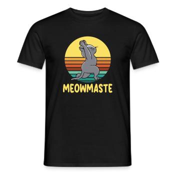 Chemise de chat de yoga Meowmaste drôle - T-shirt homme - noir - Devant - AI Model Male 178 light (178cm)
