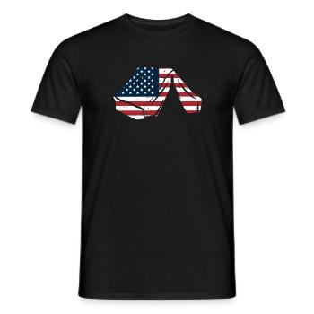 Zelt Mit USA Fahne - Männer T-Shirt - Schwarz - Vorne - AI Model Male 178 light (178cm)