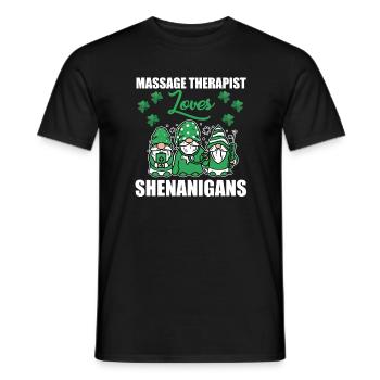 Masseur loves Shenanigan's St. Patrick's Day - Men's T-Shirt - black - Front - AI Model Male 178 light (178cm)
