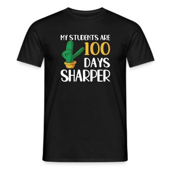 Cactus 100e jour à l’école pour les enseignants - T-shirt homme - noir - Devant - AI Model Male 178 light (178cm)