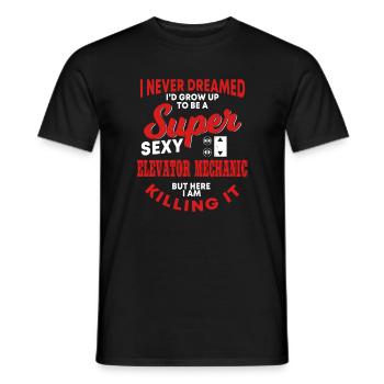 Funny gift for elevator mechanics - Men's T-Shirt - black - Front - AI Model Male 178 light (178cm)