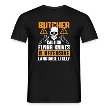 Funny butcher saying - Men's T-Shirt - black - Front - AI Model Male 178 light (178cm)