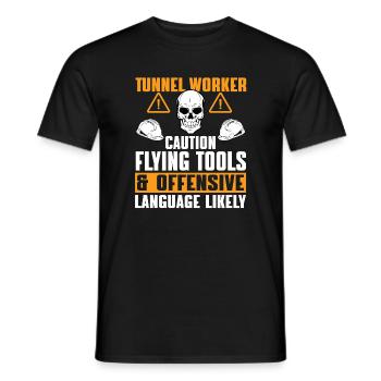 Beaucoup d’humour de la part des travailleurs du tunnel - T-shirt homme - noir - Devant - AI Model Male 178 light (178cm)