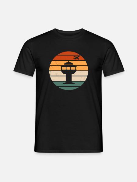 Retro Flugsicherung Turm - Männer T-Shirt - Schwarz