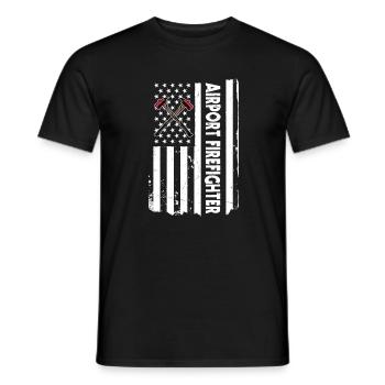 Brigade des pompiers de l’aéroport USA Flag - T-shirt homme - noir - Devant - AI Model Male 178 light (178cm)