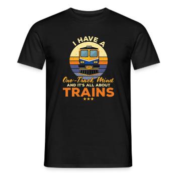 Funny Train Lover Railway Outfit - Men's T-Shirt - black - Front - AI Model Male 178 light (178cm)