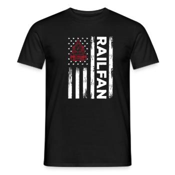 USA FAhne Eisenbahn Fan Amerika - Männer T-Shirt - Schwarz - Vorne - AI Model Male 178 light (178cm)