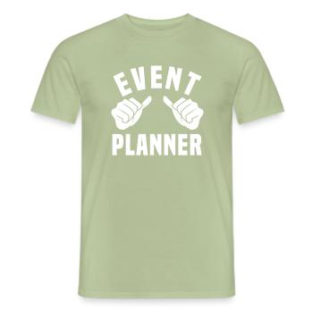 Planificateur d’événements - T-shirt homme - vert sauge - Devant - AI Model Male 178 light (178cm)