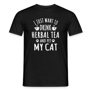 Funny herbal tea and cat lover design - Men's T-Shirt - black - Front - AI Model Male 178 light (178cm)
